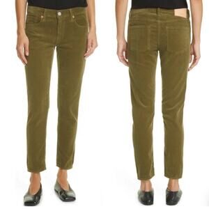 Moussy Vintage Ailey Olive Green Low Rise Corduroy Skinny Jeans 28 $285